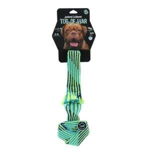 Paws & Claws Tug-Of-War Pet Dog Toy 35cm Rope Tugger w/ Squeaky Ball Blue/Green - Picture 1 of 5