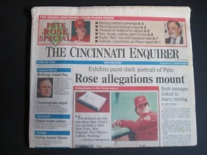 Pete Rose Zeitung 28. Juni 1989 The Cincinnati Enquirer 6 28 89 Reds Baseball - Bild 1 von 2