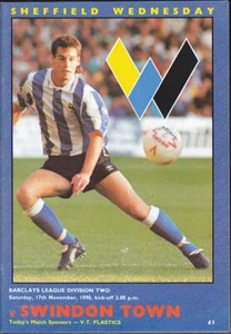 1990/91 SHEFFIELD WEDNESDAY V SWINDON TOWN 17-11-1990 DIVISION 2 - Picture 1 of 1