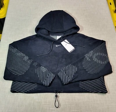 NIKE Pro Hoodie Medium Womens Black Gray Therma-Fit ADV Cropped Fleece - Image 1 of 4