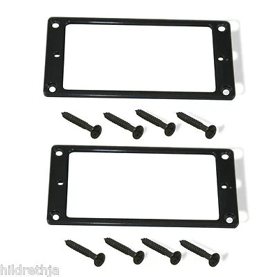 Humbucker Trim Cover Flat 7/64 Black Metal Pair 081118BK-2P - Image 1 of 3