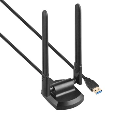 WiFi6E Tri-band AX5400 USB3.0 WiFi Adapter Wireless Network Card w/6dBi Antenna - Image 1 of 4