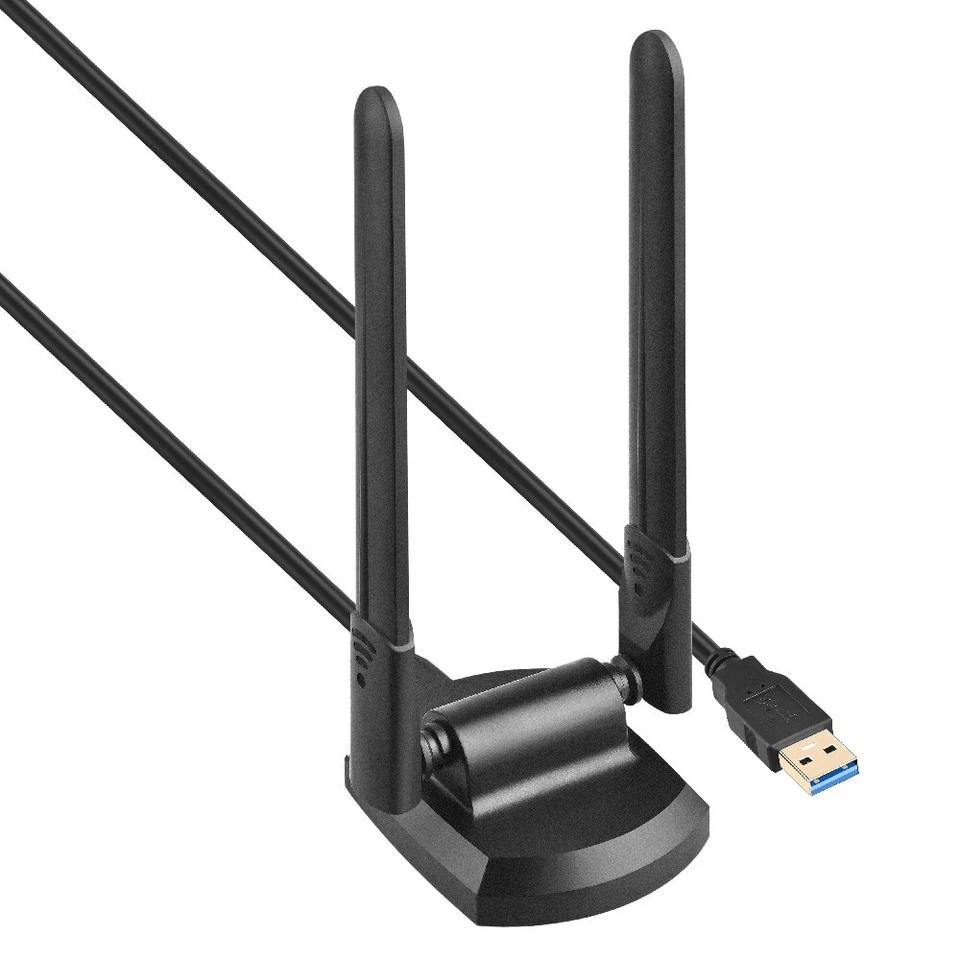 WiFi6E Tri-band AX5400 USB3.0 WiFi Adapter Wireless Network Card w/6dBi Antenna - Image 1 of 4
