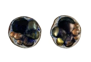 Pendientes Andree Bazot Artesanales Esmalte Vidrio Cobre Clip París Francia - Imagen 1 de 5