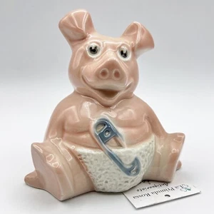 Salvadanaio Maialino Baby Inglese in Ceramica dipinta a mano anni 80 Vintage - Picture 1 of 11