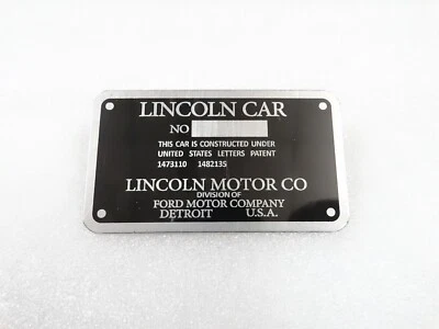 DATA PLATE FITS TO LINCOLN K SERIES COWL PLATE 1931 #V300-8 - Image 1 of 4