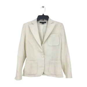 Ralph Lauren Leinen Blazer Damen 6 Black Label Ivory Silber Glitzer - Bild 1 von 4