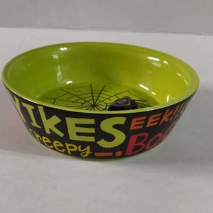 Halloween Hallmark Candy Dish Snacks Green/Black Spider Web Ceramic 2009 - Picture 1 of 6