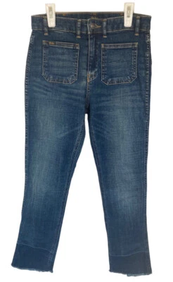 Polo Ralph Lauren Girl's Blue Cotton Straight Slim Jeans Fringe Hem Size 16 - Image 1 of 4