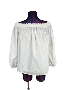 Top Gap bianco spalle scoperte cotone popeline manica 3/4 taglia small donna R23 - Foto 1 di 8