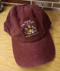 Burgundy Baseball Cap Dogs Make Me Happy Humans Make My Head Hurt New - Picture 1 of 2
