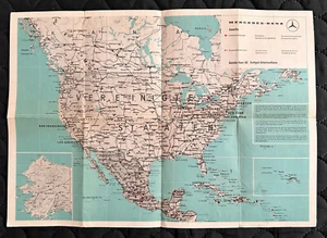 1960s West Germany Mercedes Benz 2-Sided Map of North and South America - Picture 1 of 6
