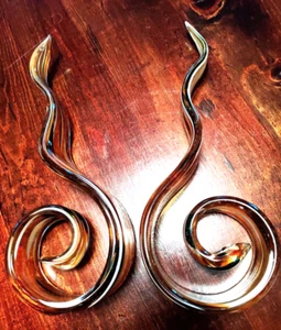 De colección Midcentury Estilo Murano Arte Cinta Vidrio Remolino Esculturas Ámbar Dorado 12" Usado en Excelente Condición - Imagen 1 de 4