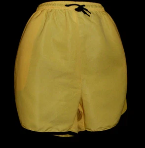 AFI Lady Sport Shorts Size L NWT Yellow Side Stripe Polyester Inseam 4" Elastic - Picture 1 of 12