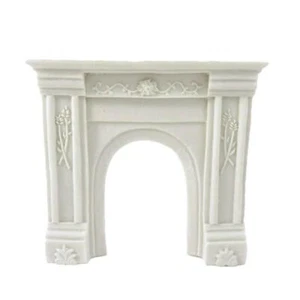 Dolls House White Victorian Fireplace Surround Flower Detail Resin Furniture - Picture 1 of 8
