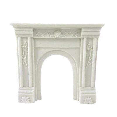 Dolls House White Victorian Fireplace Surround Flower Detail Resin Furniture - Image 1 of 4