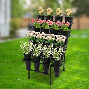 Plant Stand &Wheels, Flower Display Stand w/Buckets , Moving Plant Cart Shelf - Picture 1 of 15