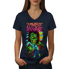 Wellcoda Zombie Apocalypse Horror Womens V-Neck T-shirt,  Graphic Design Tee