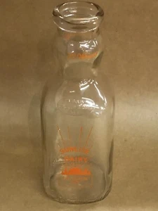 Vintage Square 1 Quart QT Cream Top Sunlite Dairy Eau Claire Wis WI Milk Bottle - Picture 1 of 5