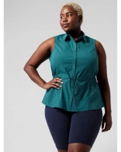 Athleta 3X Levitate Poplin Tank Top Borealis Green #798899 - Picture 1 of 8