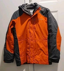 COLUMBIA Youth 18/20 Deep Orange Vivid Orange Gray Colorblock Interchange Jacket - Picture 1 of 11