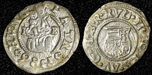 Ungarn Rudolf II. (1576-1608) Silber 1586 K-B Denar gekrönte Madonna MB# 260 (1) - Bild 1 von 3