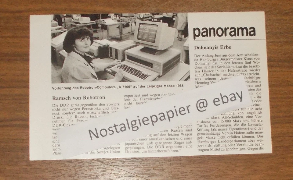 Seltene Werbung | Bericht  ROBOTRON A 7100 DDR Computer Ostalgie 1988 - Bild 1 von 1