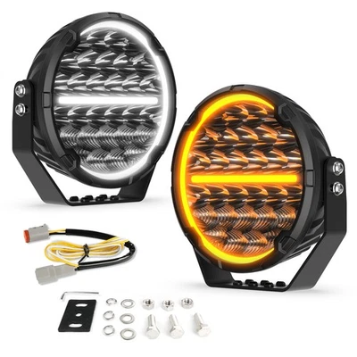 COLIGHT 1PC 9" Round LED Work Light Off-road Driving Fog Lamp Pods Super Bright Halo DRL