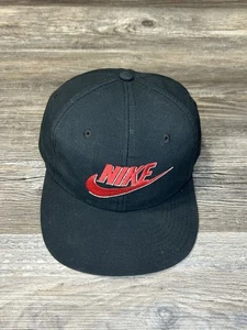 Vintage Jungen Jugend 90er Nike Swoosh Logo Nylon schwarz Snapback Mütze - Bild 1 von 9