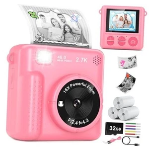 Kids Camera Instant Print, Christmas Birthday Gifts for Boys Girls Dark Pink - Picture 1 of 7