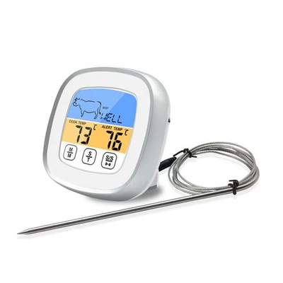 (Weiß)Digitaler Timer Thermometer Touchscreen Edelstahl Fleisch KU - Bild 1 von 4