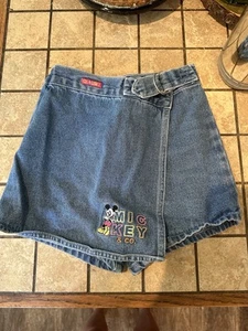 Vtg Disney 90s Denim Skort Embroidered Mickey & Co Girls 7 - Picture 1 of 6
