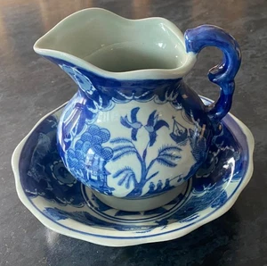Vintage Victoria Ware blau & weiß Weide Eisenstein Krug & Becken Schüssel Set Import - Bild 1 von 7
