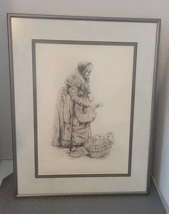 PAUL GEISSLER (Deutschland,1881-1965) Bleistift signiert Radierung Druck Frau gerahmt - Bild 1 von 16