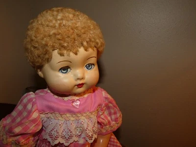 Effanbee Sweetie Pie Composition & Cloth Doll 1940s Blonde Caracul Wig - Image 1 of 4