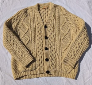 Vintage Glenairn Cardigan Sweater Mens Medium Wool Irish Cable Knit Fisherman - Picture 1 of 11