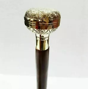 Ladies Choice Flower Handle Walking Cane Brass Stick Handle Wooden Vintage Desig - Picture 1 of 7