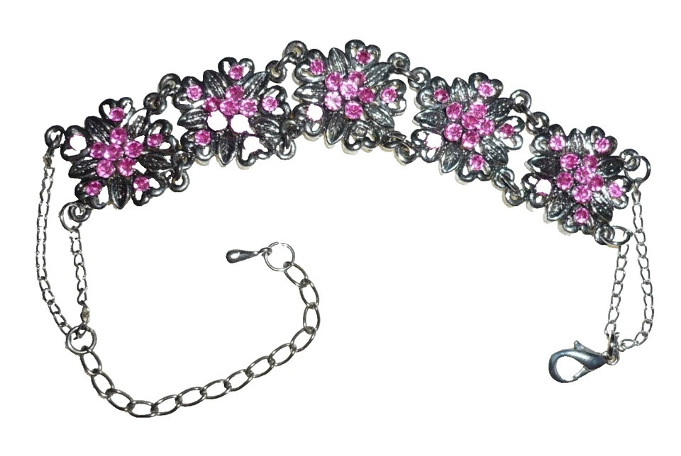 klasse STRASS Armband silber  pink 18- 24 cm ModeSchmuck NEU + TOP - Bild 1 von 1