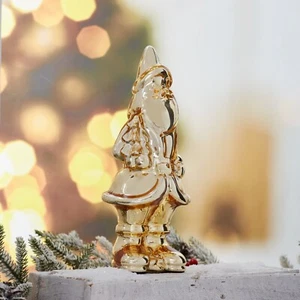 Gold Color Santa , Glass , New Holiday Time Decor , 11 Inches - Picture 1 of 2