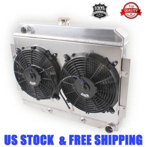For 72-86 Jeep CJ5/6/7 V8 3-Row Aluminum Radiator/Conversion Chevy-Engine +2Fans - Picture 1 of 7