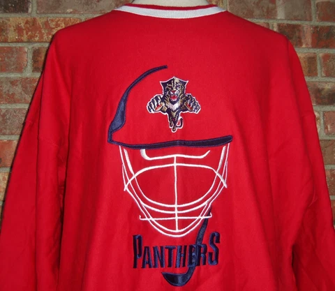 VINTAGE 90's FLORIDA PANTHERS NHL HOCKEY GOALIE FACE MASK LEGENDS SWEATSHIRT XXL Cover