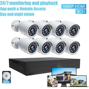 8CH 5MP DVR Outdoor Home CCTV 1080P Security Camera System Kit Night Vision IP66 - Picture 1 of 11