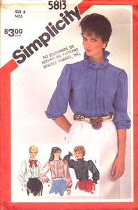 Simplicity 5813 - Misses' Tucked Blouse with Neckline and Sleeve Variations: 8 - Picture 1 of 4