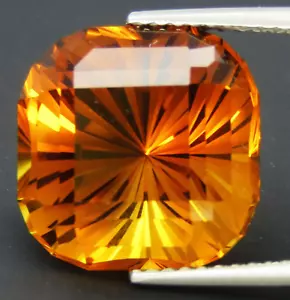 7.05Cts Natural Gorgeous Citrine 11.3mm Fashion Cushion Magic Cut Loose Gem - Picture 1 of 8