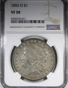 1892-O Morgan Dollar NGC VF30 Better Date $1 Circulated Coin - Picture 1 of 2
