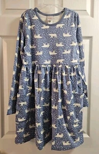 NWT Hanna Andersson POLAR BEARS BLUE L/S PLAY DRESS WITH POCKETS 140 10 $48 - Picture 1 of 5