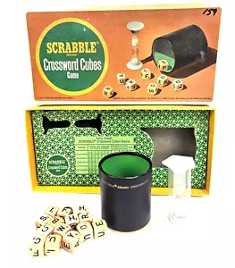 Vintage 1964 Scrabble Crossword Cubes Game~Includes Wooden Letters, Cup, & Timer - Picture 1 of 16