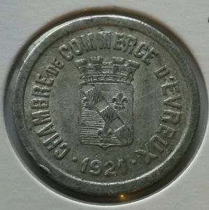Monnaie de Nécessité ♦ EVREUX ♦ 10 ct Aluminium ♦ 1921 ♦ TTB+ !  - Bild 1 von 2