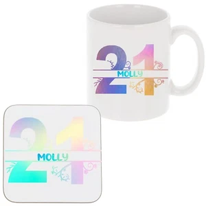 Taza y montaña rusa personalizada para cumpleaños 21 lleno de chocolate 21 regalo - Imagen 1 de 8