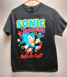 T-shirt grafica Sonic the Hedgehog Go Fast nera taglia S 18x26,5 SEGA - Foto 1 di 4